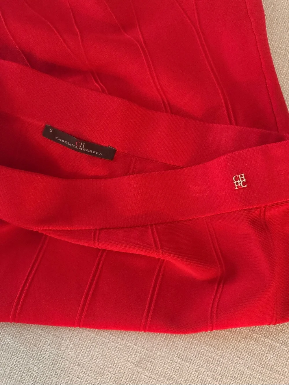 Carolina Herrera Vibrant Red Flared A-Line Skirt